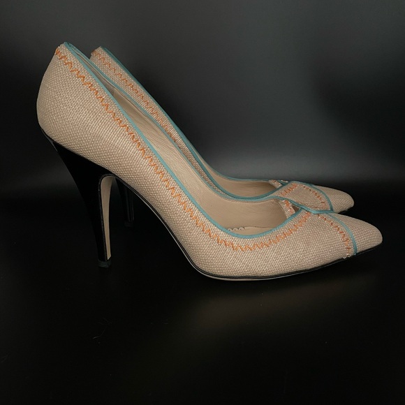 Oscar de la Renta Linen High Heels London - Picture 4 of 10